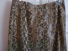 VAKKO NY Leather Skirt Snakeskin Print Shiny Tan/Brown Sz6 waist 28"LINED Rt 495