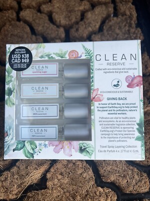 Clean Reserve Travel Spray Layering 4 x .17 oz Eau de Perfume NEW & SEALED BOX!