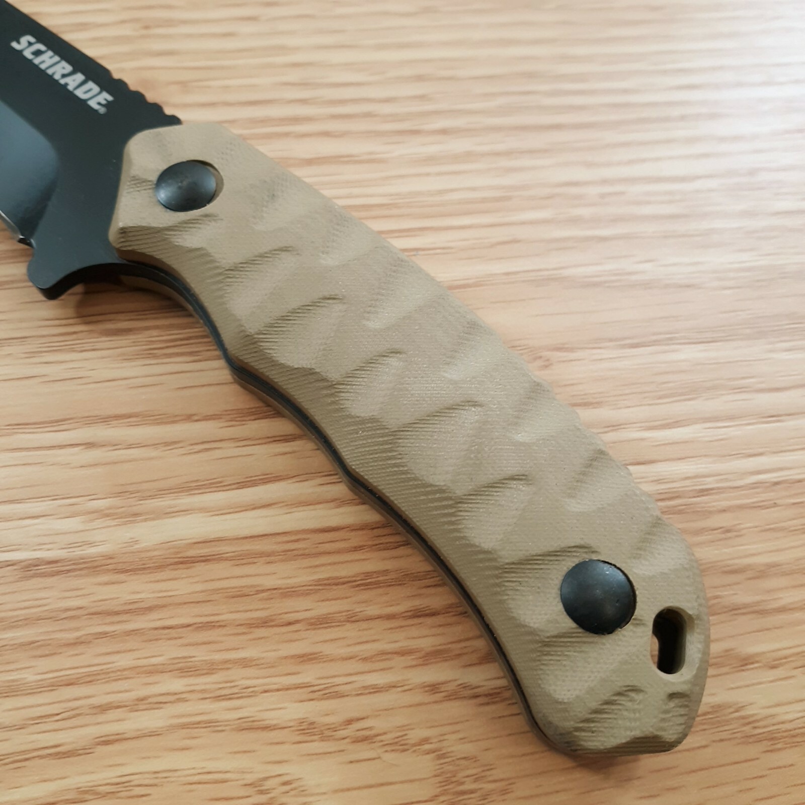 Schrade IBeam Fixed Knife 5 AUS8 Steel Full Tang Blade Tan Sculpte