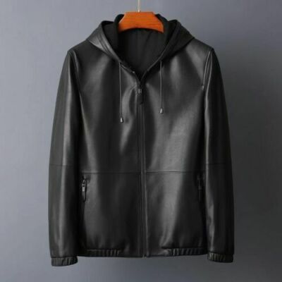 New Black Leather Jacket Men Flight/Bomber Pure Lambskin Size S M L XL XXL - 095