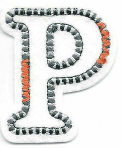 1 5 8 X 2 White Felt Orange Grey Silver Variegated Letter P Sew On Patch Ebay