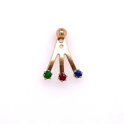 14K YELLOW GOLD RUBY EMERALD SAPPHIRE EARRING JACKETS - Image 1 of 3