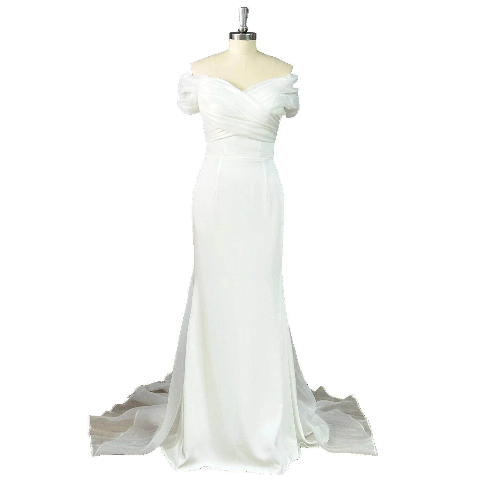 Organza Mermaid & Trumpet Short Sleeve Wedding Dresses