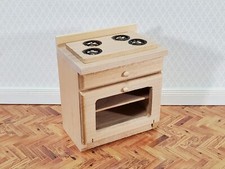 Dollhouse Oven with Stove Top 1:12 Scale Miniature Furniture Unpainted Wood