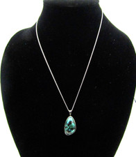 18" CHAIN w MALACHITE 1" PENDANT STERLING SILVER 925 NWOT NK6