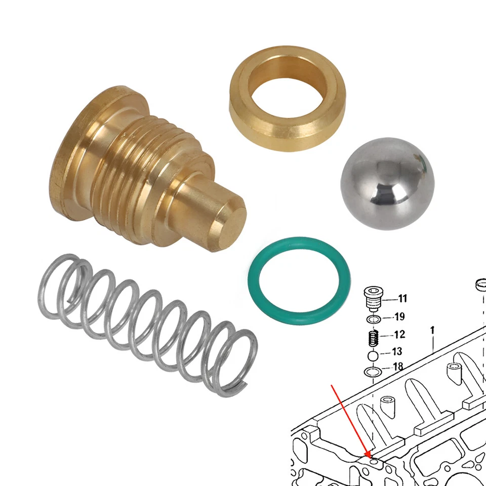 Sellos de enchufe de resorte de válvula de alivio de bomba de aceite para Ford 7,3 L F250 F350 F450 F550 E350 Foto 2 de 4