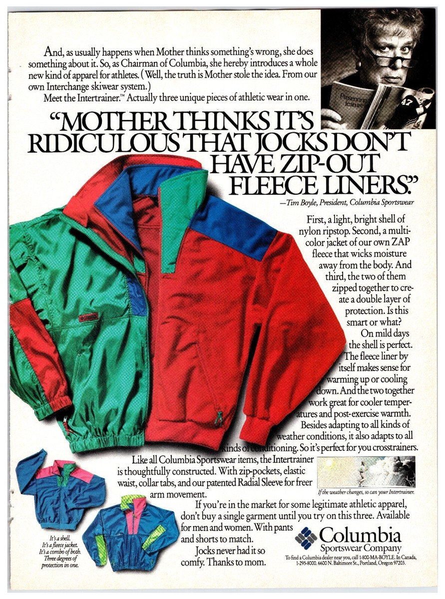 Vintage 1990s Columbia Jacket Original Print Advertisement (8x11