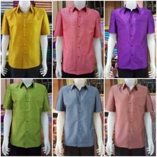 Thai Traditional Man's Silk Shirt Thai Silk Prare Tip Gold Work Size S-3XL