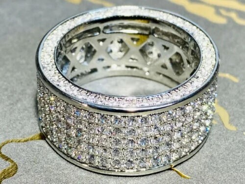 2 Ct Round Cut Lab-Created Diamond Wedding Band Men Ring 14k White Gold ...