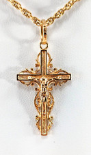 14K Gold Crucifix with 18" Rope Chain