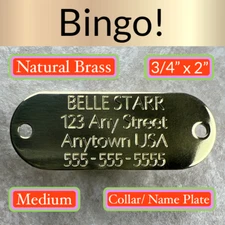 Custom Engraved Dog Tags Personalized Dog Collar ID Tags NAME PLATE BRASS MEDIUM
