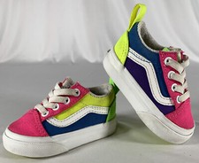 Vans Old Skool Elastic Pink / Blue / White / Purple / Neon 721356 Toddler Size 3
