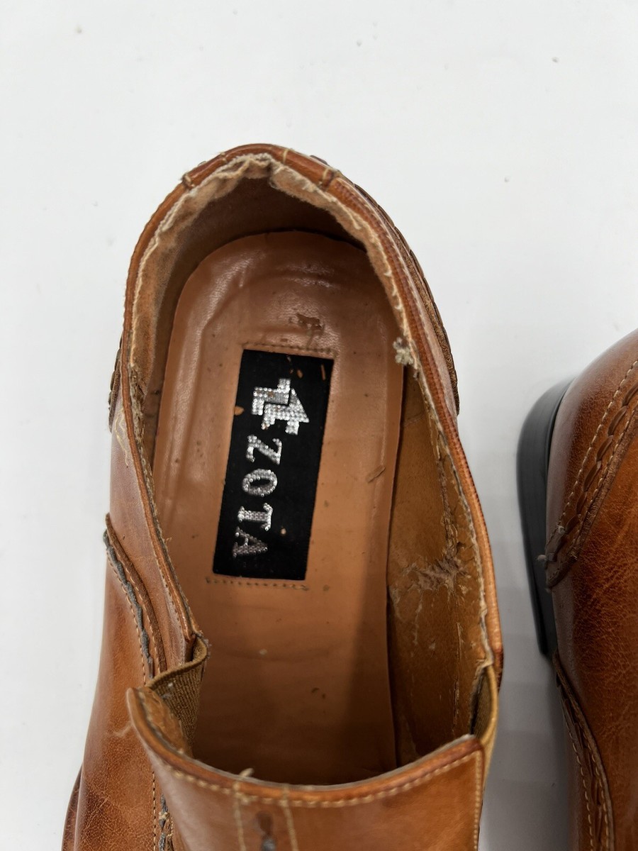 Zota Mens Brown Leather Loafers Slip-on Dress Shoes Square  display picture 2