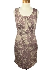 Ann Taylor LOFT Women's Pink Pleated Round Collar Sleeveless Sheath Dress Size 8