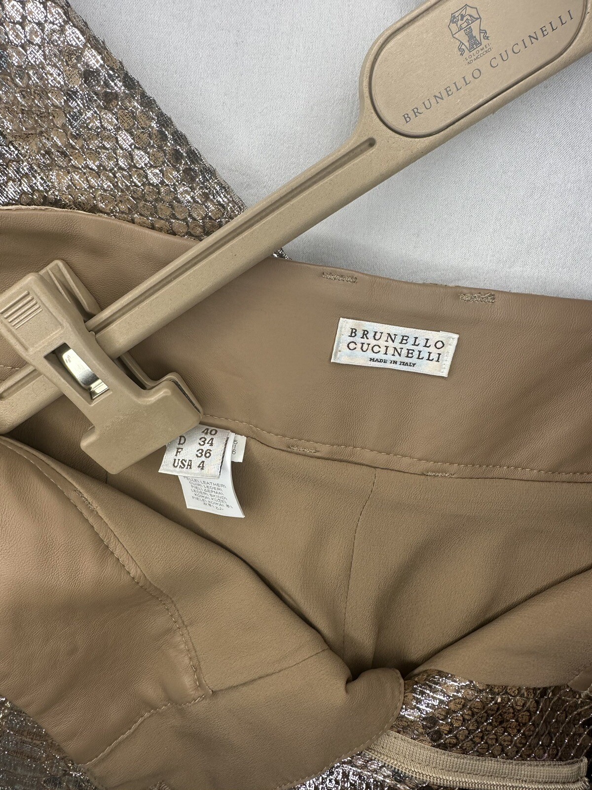 Women’s Brunello Cucinelli Metallic Python Croppe… - image 4