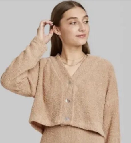 Cropped Cozy Cardigan Wild Fable Taupe 