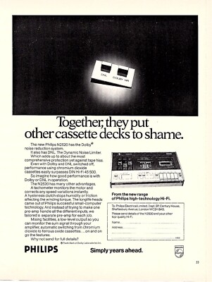 HIFIB4 ADVERT 11X8'' PHILIPS N2520 DOLBY STEREO CASSETTE DECK