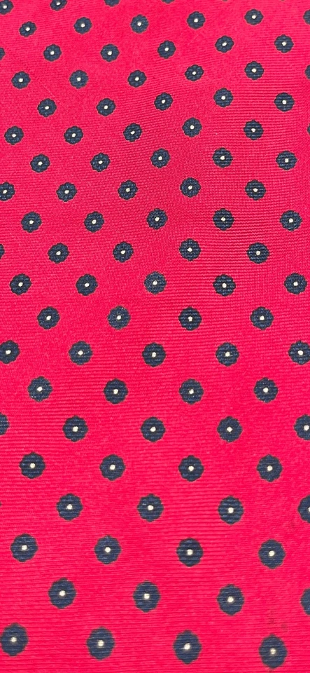 EXCELENTE CORBATA GEOMÉTRICA WEMBLEY 100% SEDA TEJIDA ROJA (ORO AZUL) PARA HOMBRE Foto 3 de 4