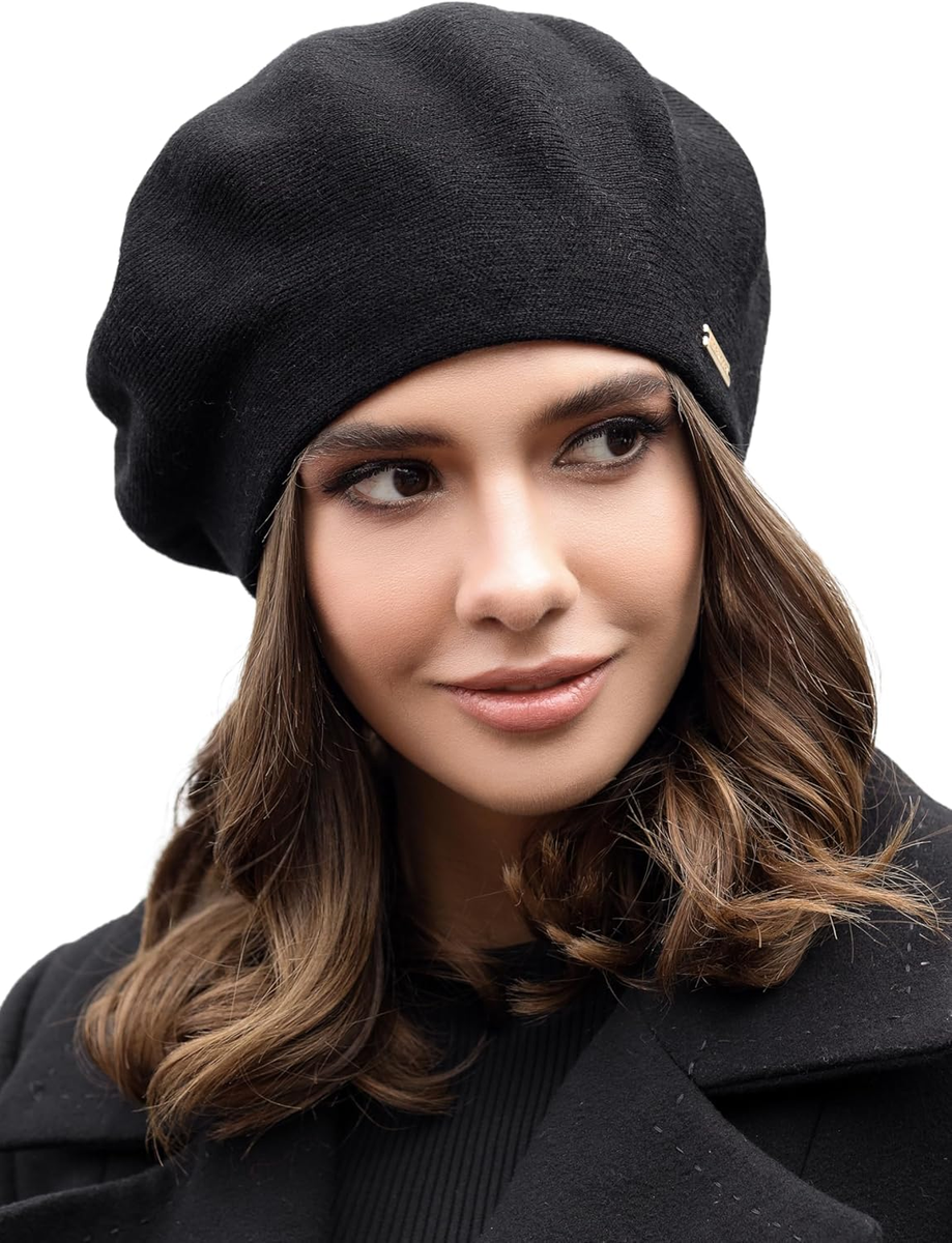 Beret - Warm Lined Wool Angora Knit Berets - French Paris  display picture 1