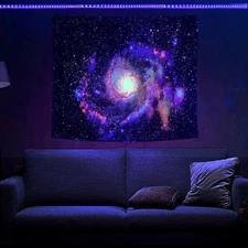 Psyhilar Blacklight Tapestry Glow in the Dark UV Space Universe 59L x 51W 