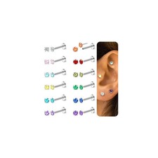 ORAZIO Push In Stud Earring,Surgical Steel Flat Back Earrings for Women 20G T...