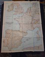 National Geographic Fold Out Wall Map Western Europe 1959 VINTAGE
