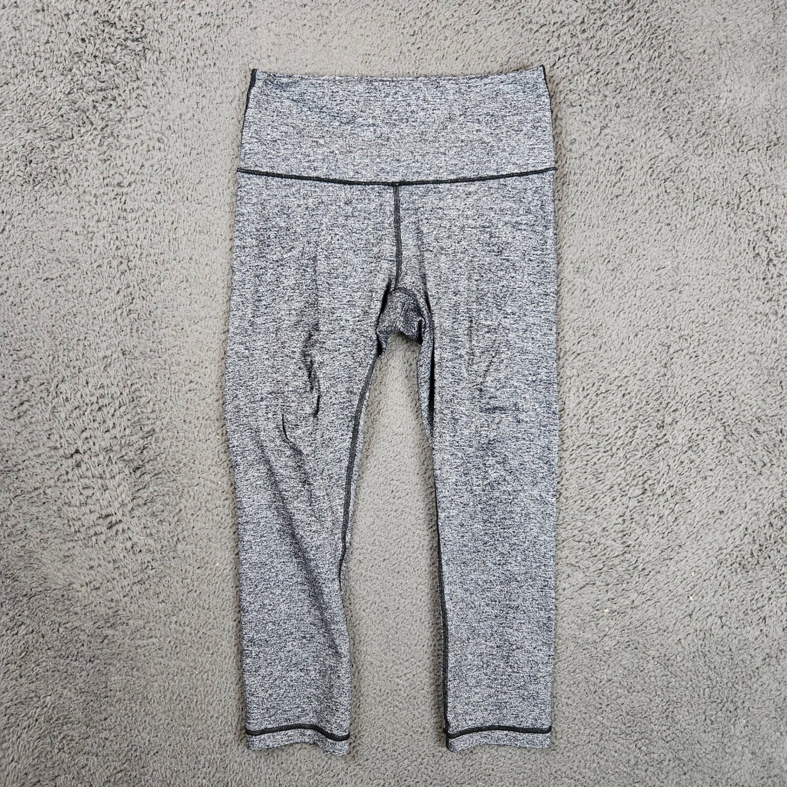 Lululemon Wunder Under Crop High Rise Leggings Heathered Black White Size 6