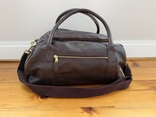 Mark & Graham Pebbled Leather Overnighter Bag Top Handle Suitcase Brown Travel