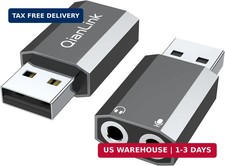 QianLink USB to 3.5mm Audio Adapter 2-Pack ,External Stereo Sound Card with Dua