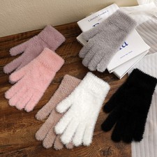 Women's Warm Gloves Solid Color Waterproof Mink Fur Split Finger Gloves Winter