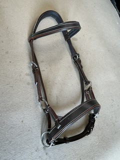 English Bitless Side Pull Bridle Headstall Soft Supple Leather Used Horse Tack