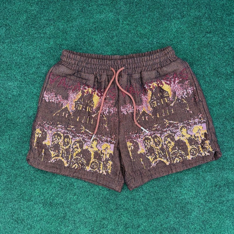 VALABASAS Brown Ghost Hands Tapestry Shorts Sz L