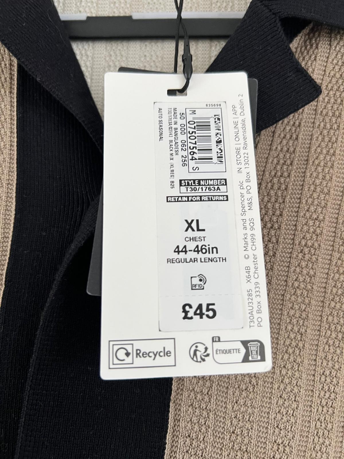 Mens M&S Shirt Autograph Size XL Beige And Black Button  Up image 3