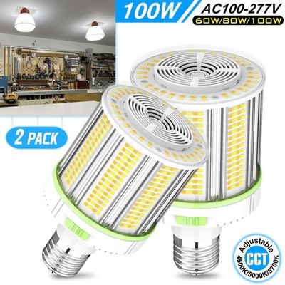 2 Pack 4500K/5000K/5700K 100W/80W/60W LED Corn Light Bulb  Outdoor Street Lights