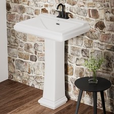 26 x 20 Bathroom Pedestal Sink White Rectangular w/ 4" Centerset Faucet Holes