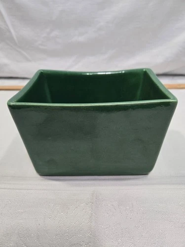 Vintage MCM Haeger Pottery Glossy Green 6” Rectangular Planter #3878