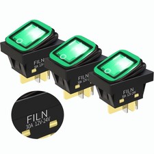 3Pcs 4 Pin Boat Marine Waterproof On Off DPST Rocker Switch Toggle Switch 30A...