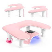 Manicure Arm Rest for Nails Tech: U-shaped Adjustable Nail Armrest - Pink