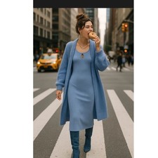 Reformation Ribbed Knit Midi Dress Blue Sleeveless Ribbed Size Medium