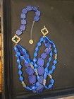 Kathleen Murphy Blue Lucite Multistrand Necklace Broken Clasp Flaws Pictured — photo 1