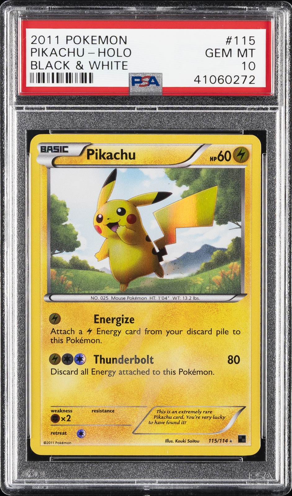2011 POKEMON BLACK & WHITE #115 PIKACHU-HOLO PSA 10