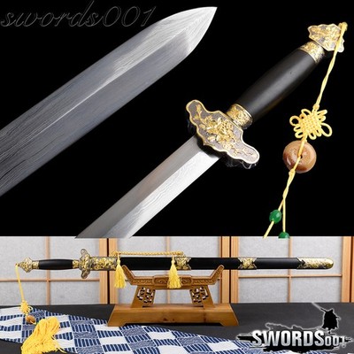 Peony Fittings Chinese Jian Folded Steel Sword Straight Sharp Blade Double Edge