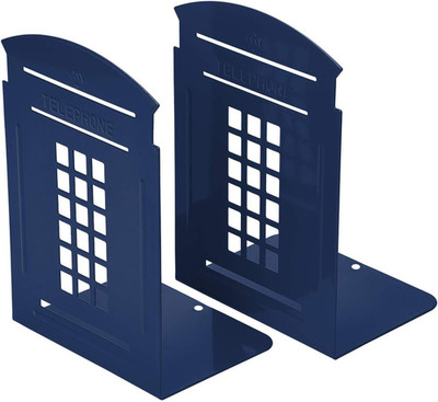 2 Pack Book Ends, Metal Bookends for Shelves, Telephone Booth Decorative Bookend