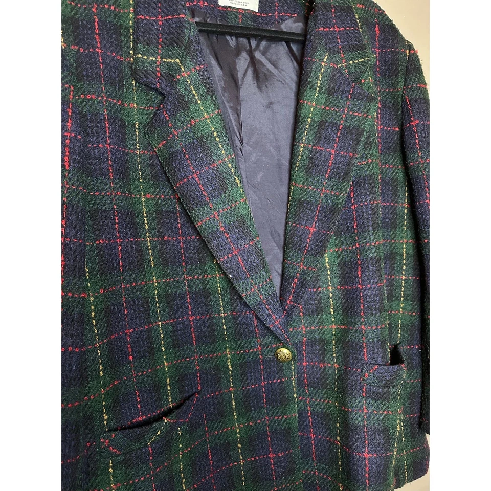 Blazer Vintage Alfred Dunner Navidad Vacaciones Rojo Verde Azul 100% Lana Talla 18 Foto 4 de 4