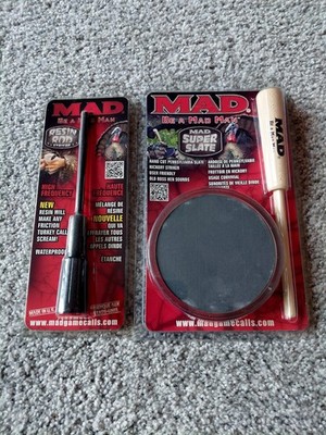 New  Hard To Find Turkey Game Call MAD Super Slate MD-331 & MAD Resin Rod MD-321