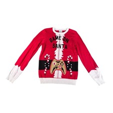 HIS Game On Santa Ugly Christmas Sweater Boys Size L Red Gamer Holiday