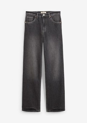 Loose Straight-Jeans High Waist Gr. 50 Schwarz Denim Used Damenjeans Hose Neu