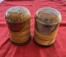 Sango Splash Stoneware Glazed Salt and Pepper Shaker Set - Brown w/ Stoppers