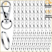 SchlüSselring Karabiner 80Stk Mit Drehgelenk Silber Basteln Selber Machen
