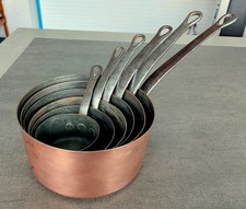 Casseroles en cuivre anciennes-Série de 6 du N°10 à 21